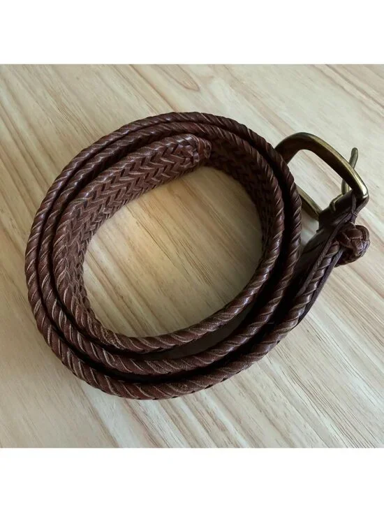 Polo Ralph Lauren Womens Braided Leather Belt With Brass Buckle Size 32 - Picture 8 of 16